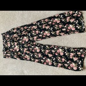 American Eagle Black floral palazzo pants